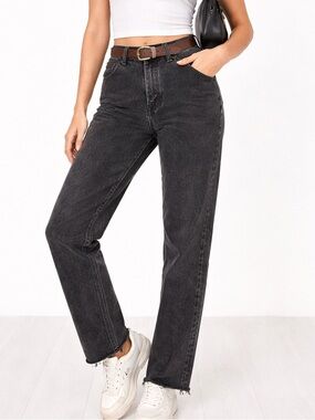 Wrangler Womens Straight Black Washed Jeans - Timeless Everyday Fit - Capsule